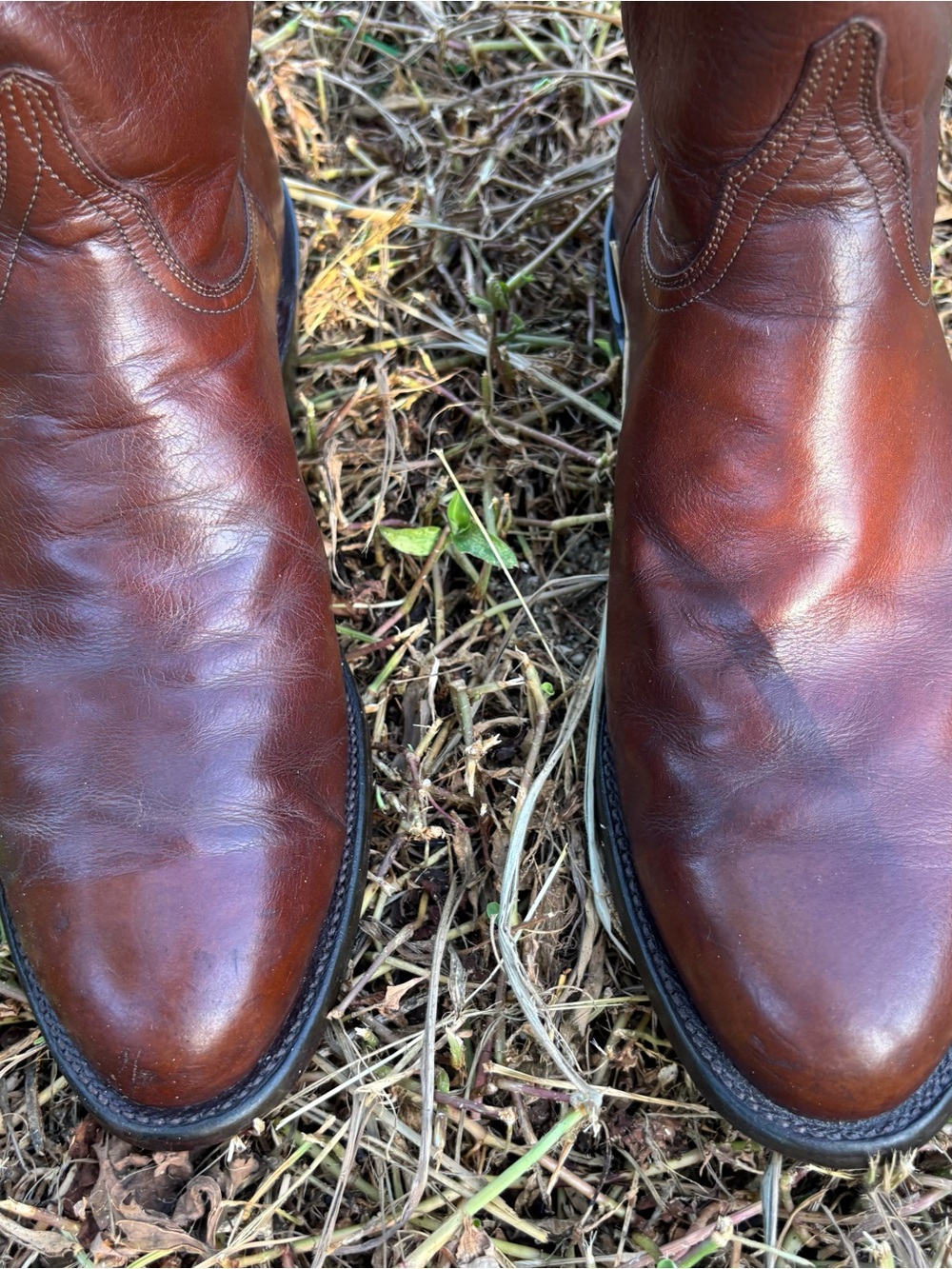 Size 10.5 - Lucchese Classics Leather Roper Boots Cognac Brown Cowboy L0208 - Picture 5 of 10